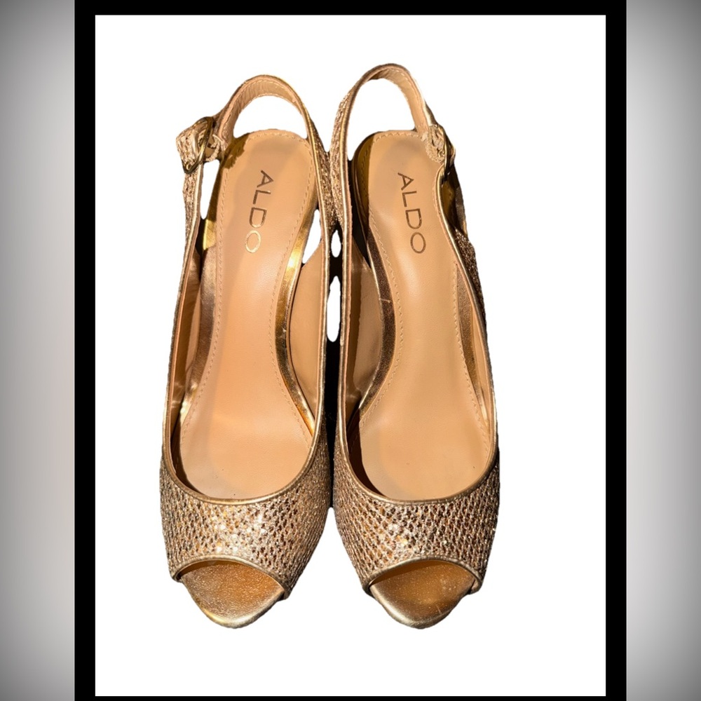 Aldo Metallic Gold Slingback Heels